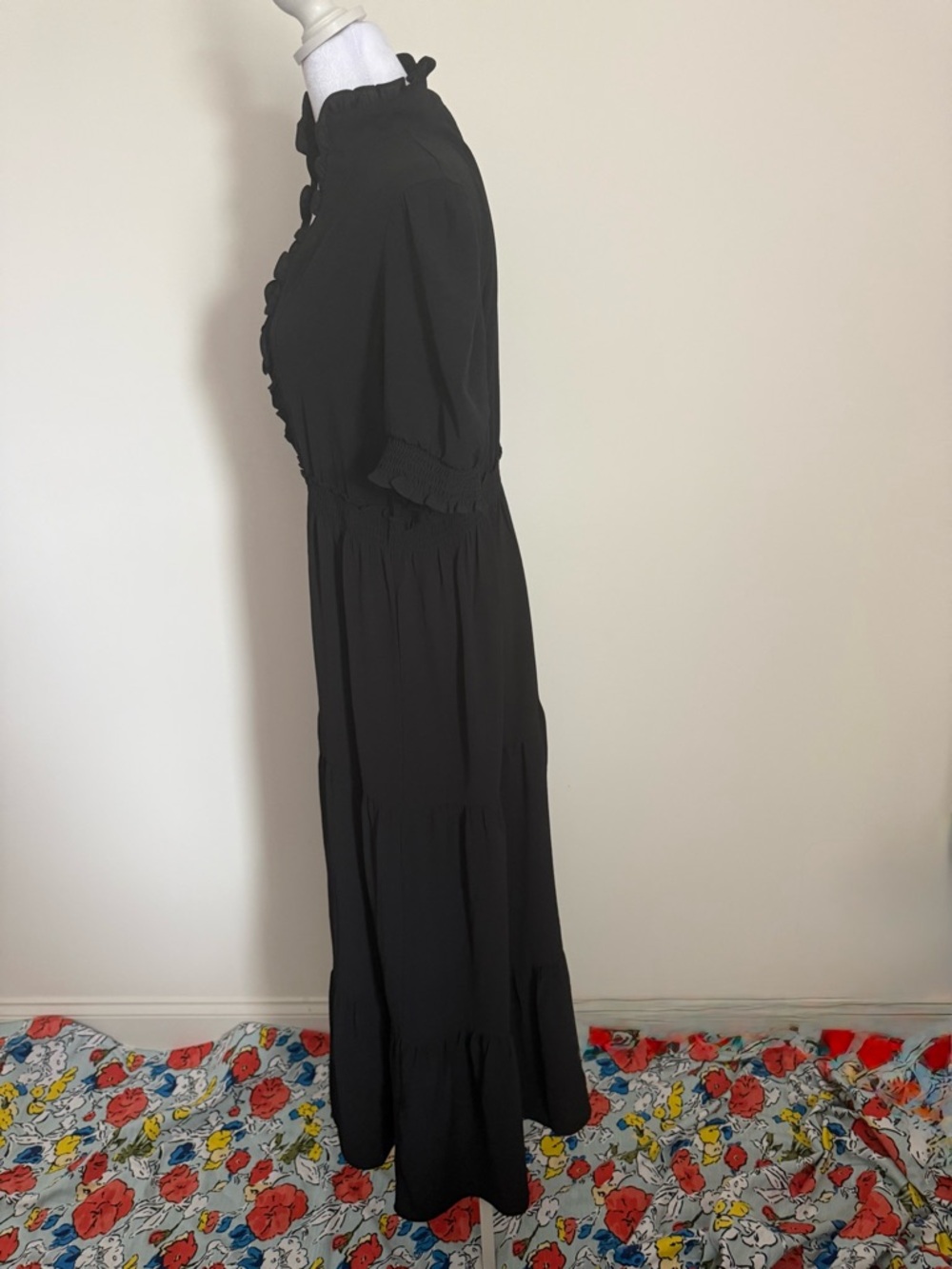 London Times Black Ruffle-Front Maxi Dress - Picture 2 of 7